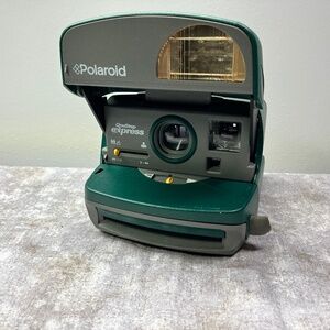 Polaroid OneStep Express 600 Green Instant Film Camera WORKS [Broken Strap]